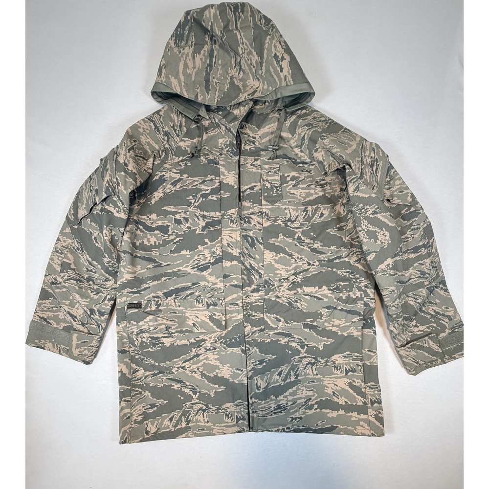 Propper Parka Coat Mens Medium Long Green Camo Gore-Tex USAF Hooded Waterproof